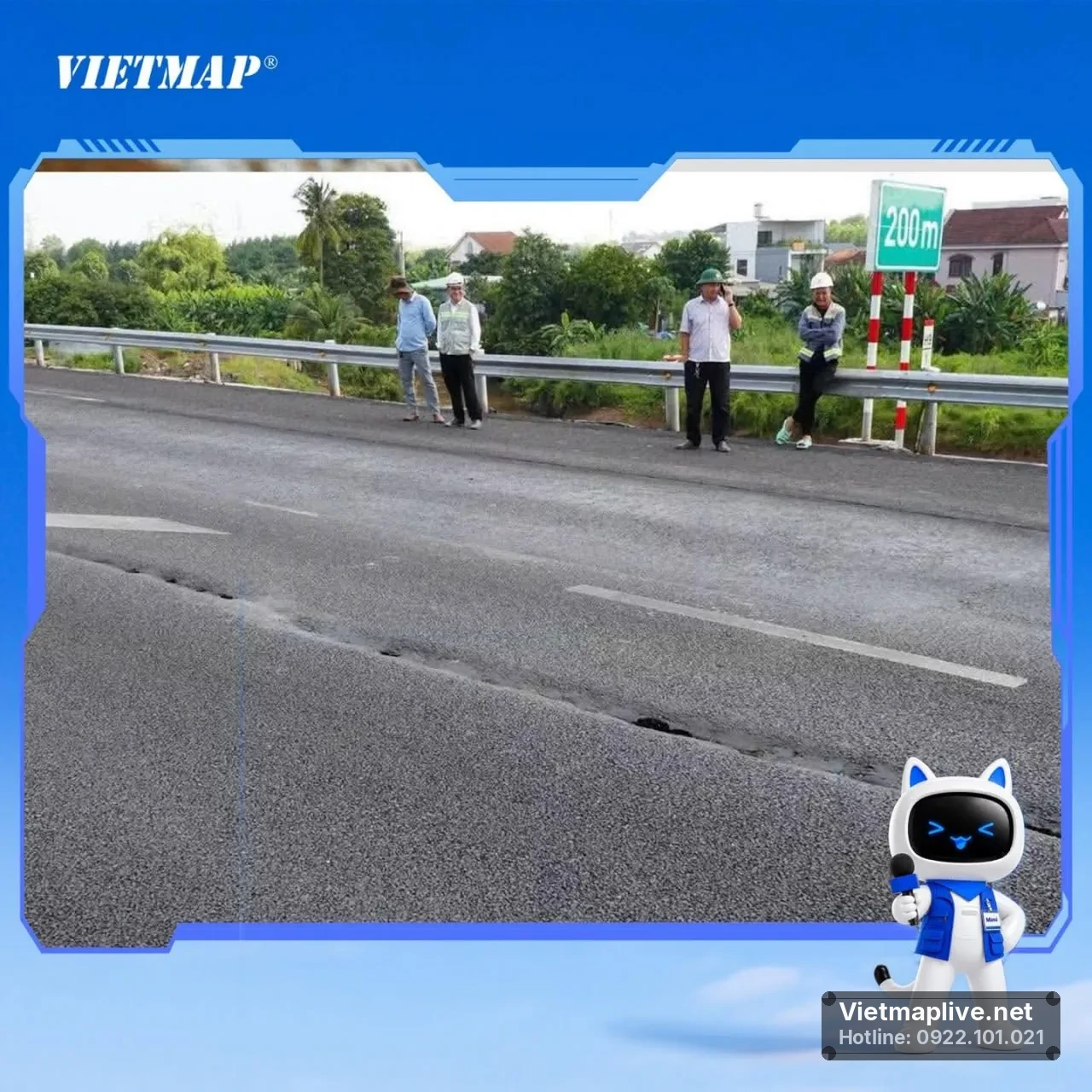 Hình ảnh tình trạng lún trên cao tốc Biên Hòa – Vũng Tàu, ảnh chụp tại hiện trường.