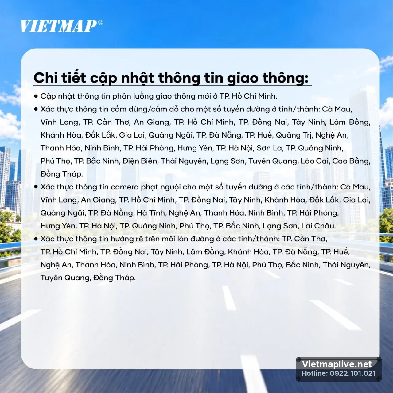 Các tuyến đường được cập nhật thông tin giao thông mới tại nhiều tỉnh thành