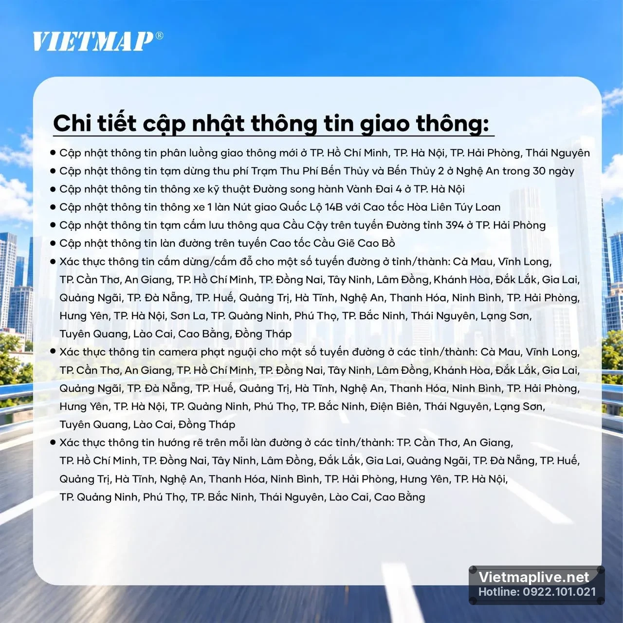 Chi tiết các thông tin phân luồng và camera giao thông mới trên VietMap Live.