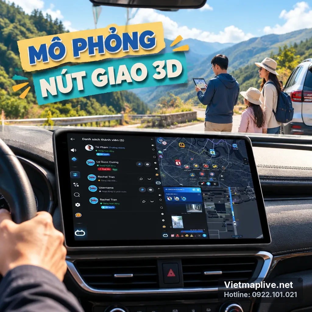 Mô phỏng nút giao Km19+580 trên màn hình xe ô tô