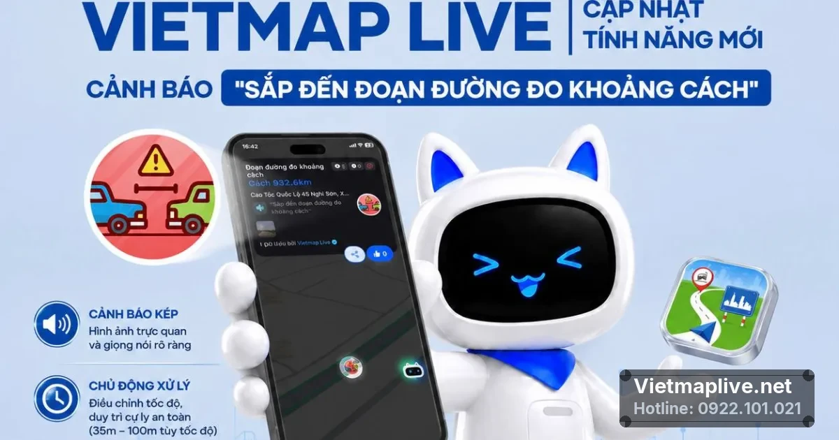 HẾT LO BỊ PHẠT VỚI CẢNH BÁO ĐO KHOẢNG CÁCH TRÊN VIETMAP LIVE!