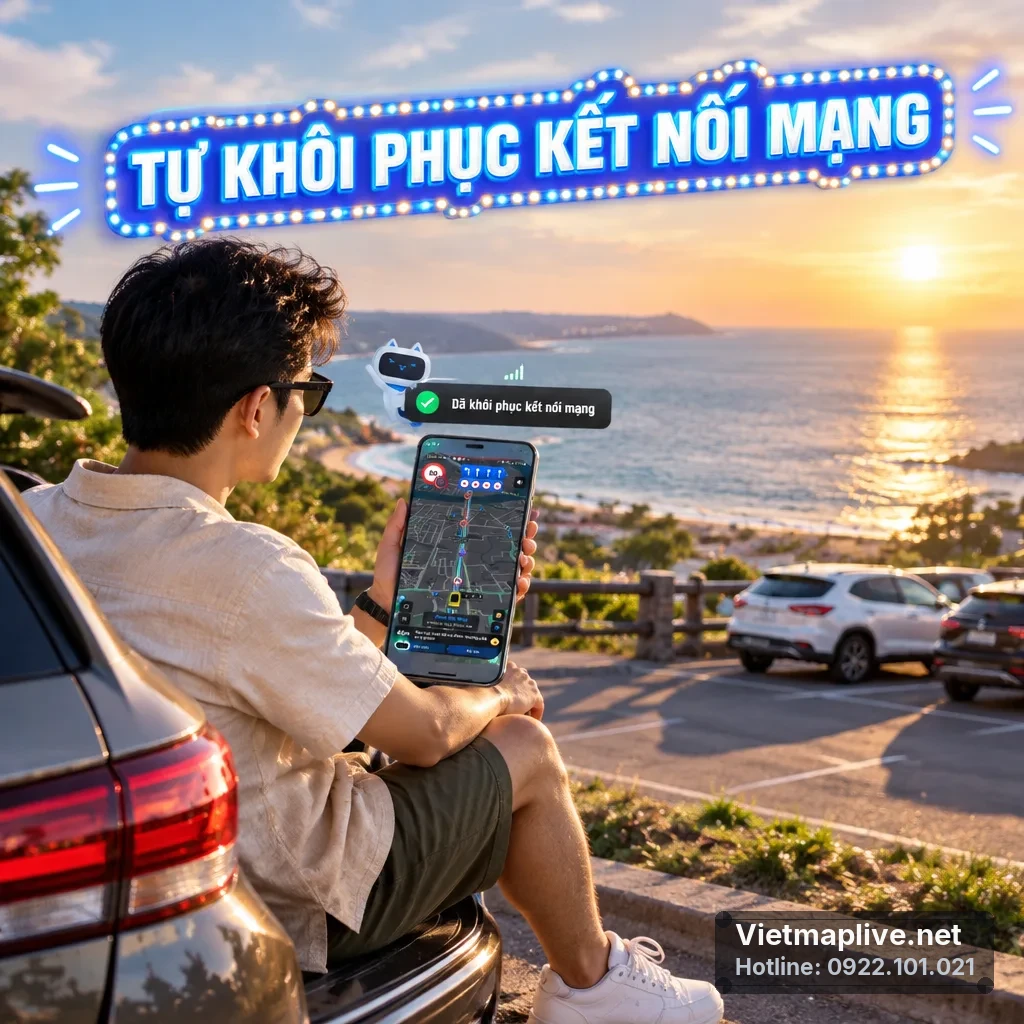 Kiểm tra kết nối VietMap Live sau khi bật chế độ máy bay