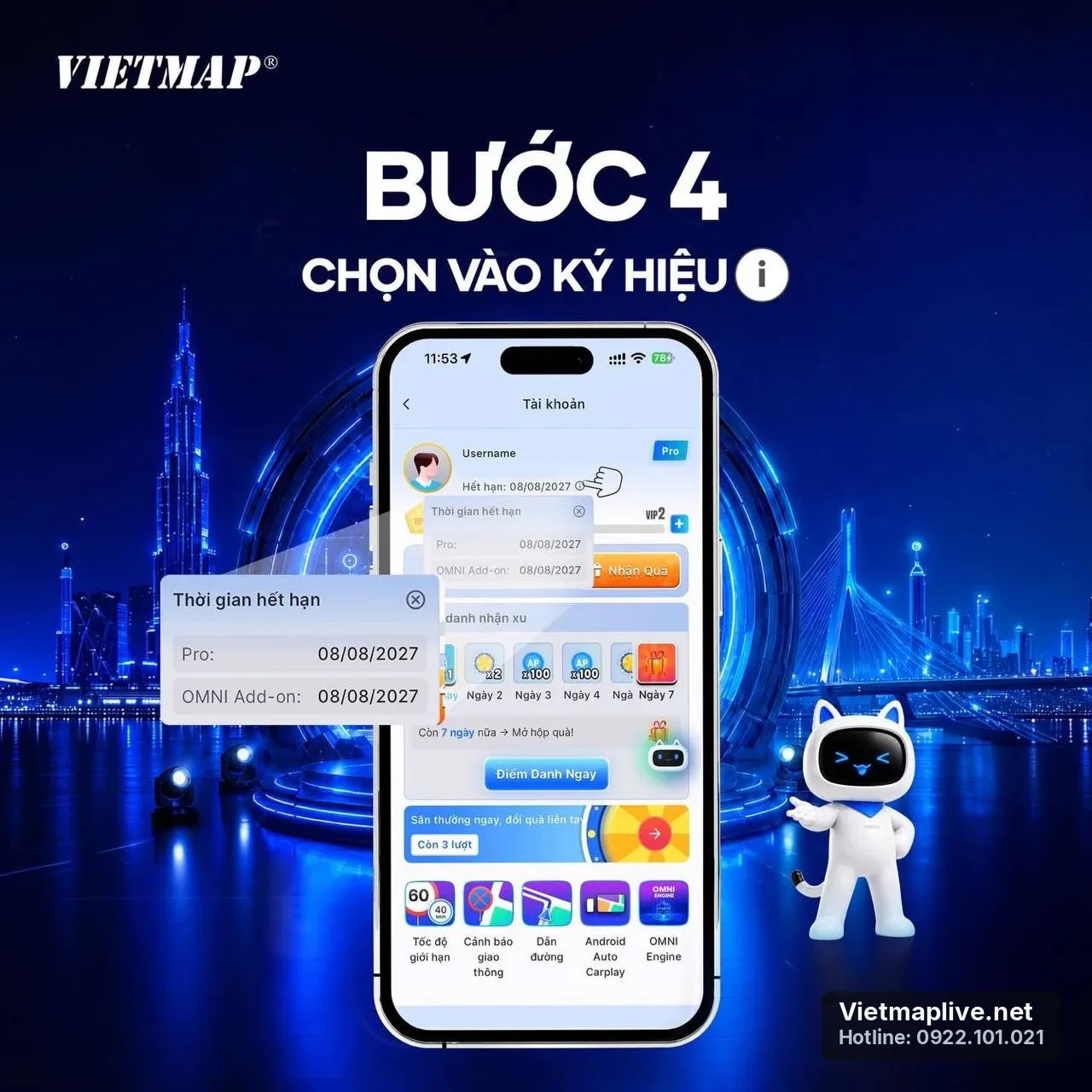 Kiểm tra thời hạn bản quyền OMNI trên ứng dụng VietMap Live