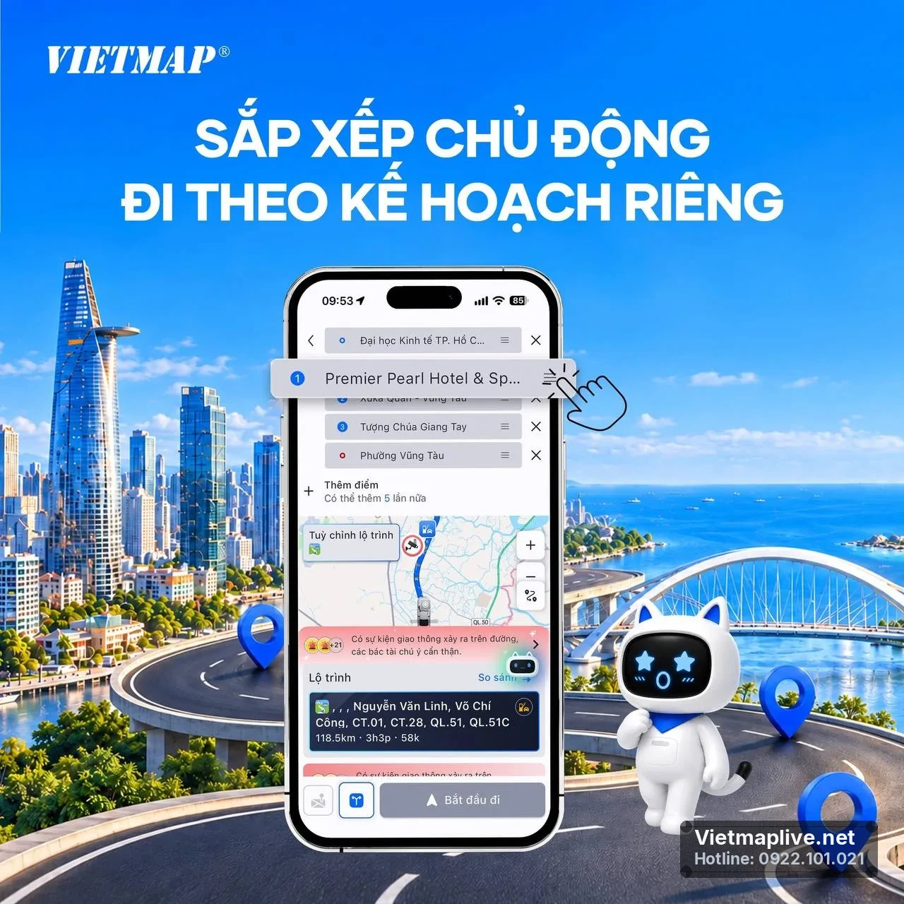 Tính năng sắp xếp điểm đến trên VietMap Live