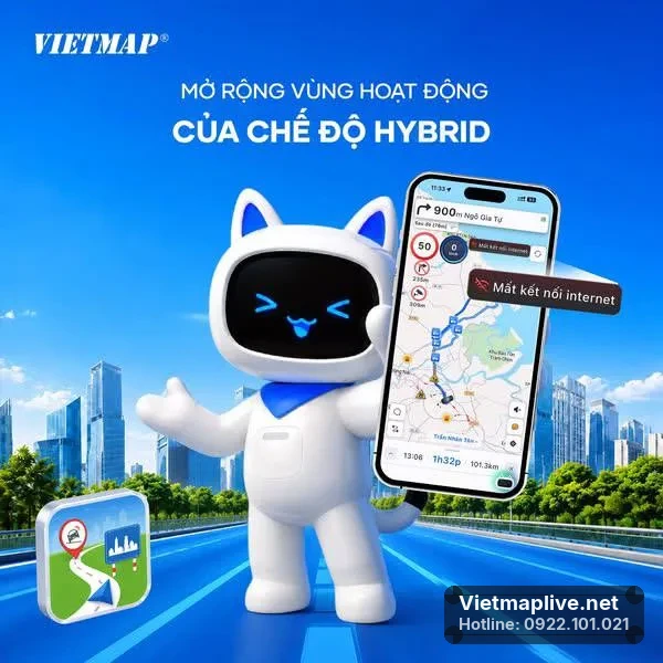 Chế độ Hybrid của VietMap Live hoạt động khi mất Internet