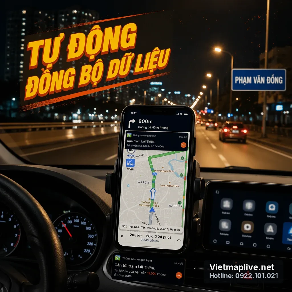 Ứng dụng VietMap Live tự động đồng bộ dữ liệu