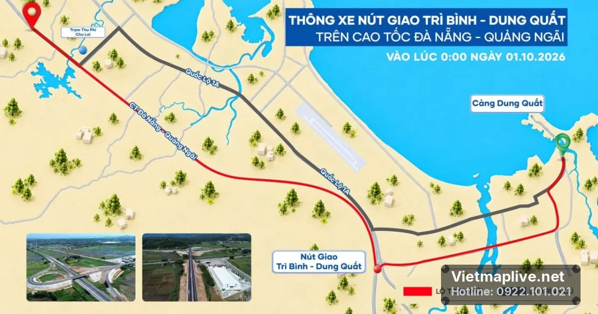 Nút giao Trì Bình - Dung Quất: VietMap Live đã sẵn sàng cập nhật!