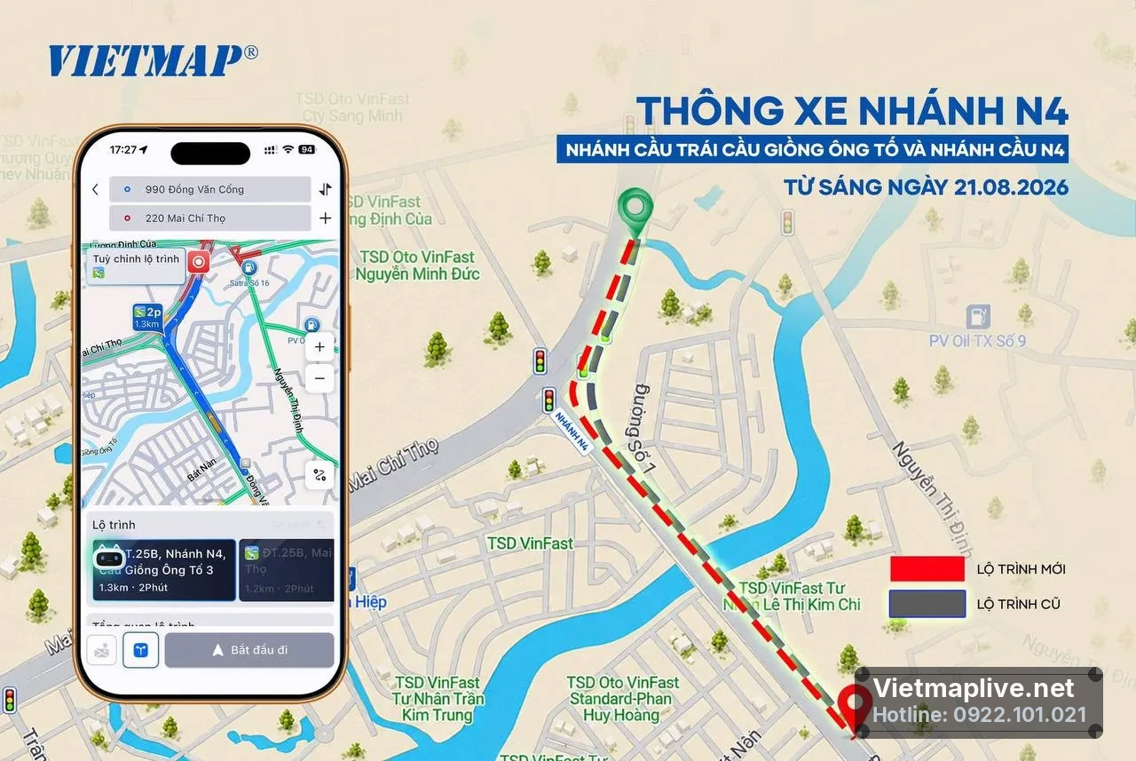 THÔNG XE NHÁNH N4 & CẦU TRÁI GIỒNG ÔNG TỐ