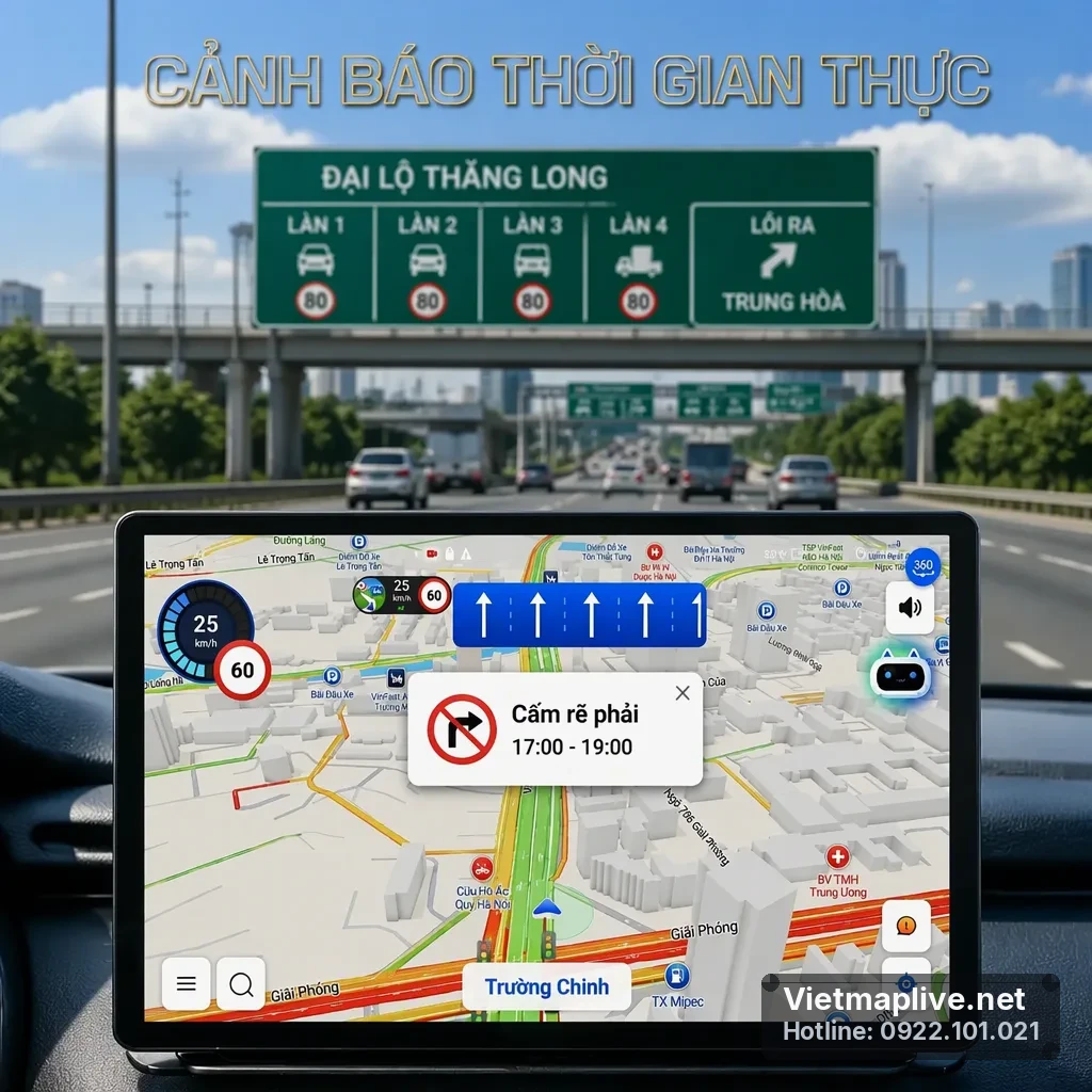 Cảnh báo thời gian thực trên màn hình điện thoại với VietMap Live