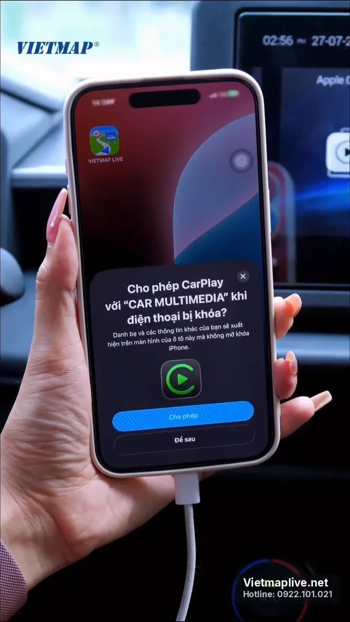 Kết nối VietMap Live với Apple CarPlay trên màn hình xe