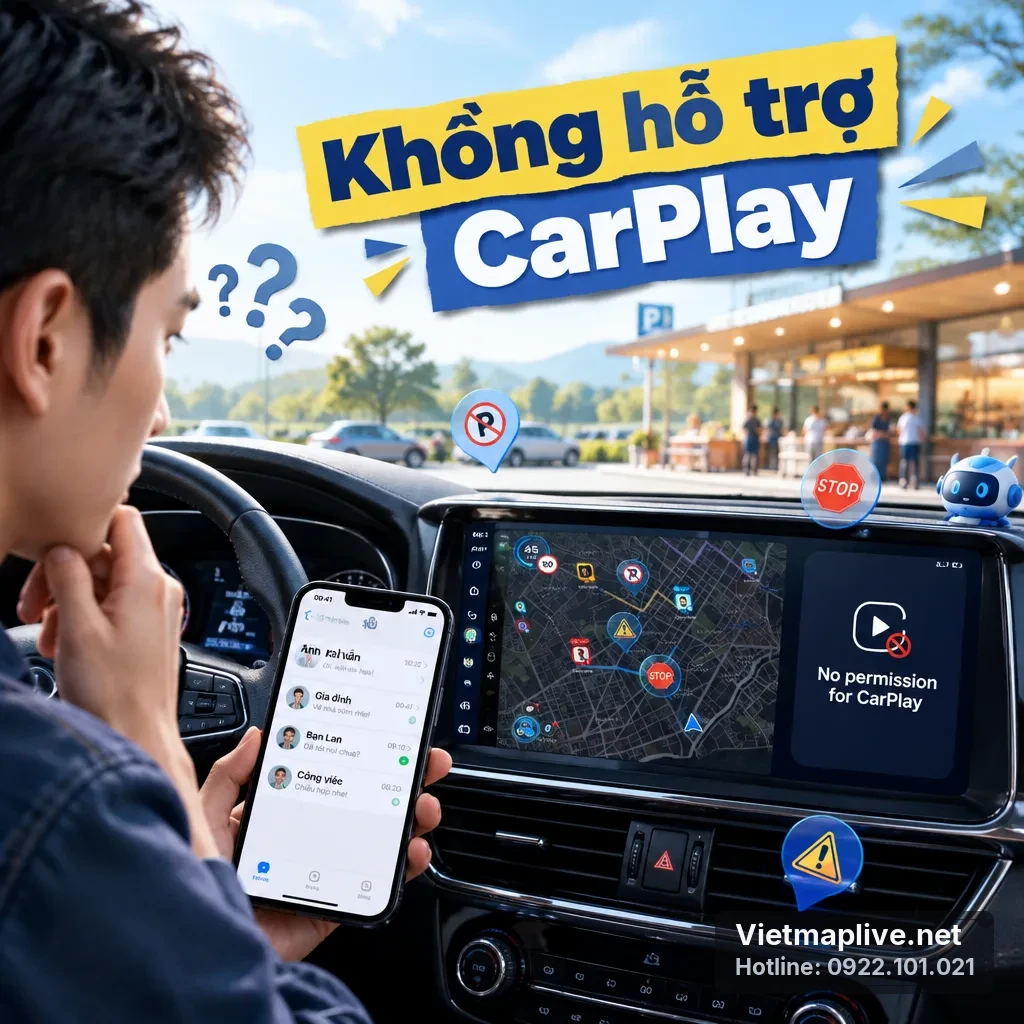Màn hình xe báo lỗi không có quyền sử dụng CarPlay